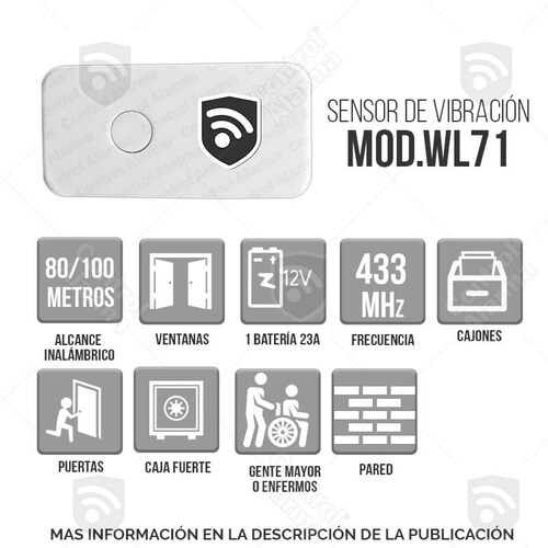 Sensor Vibracion Ventanas Paredes Muro Sistema Alarmas Para Casa Impacto Ruptura De Vidrios Negocio