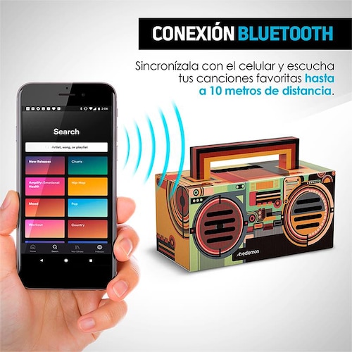 Bocina Bluetooth Retro con Puerto USB, Auxiliar y Micro SD Redlemon