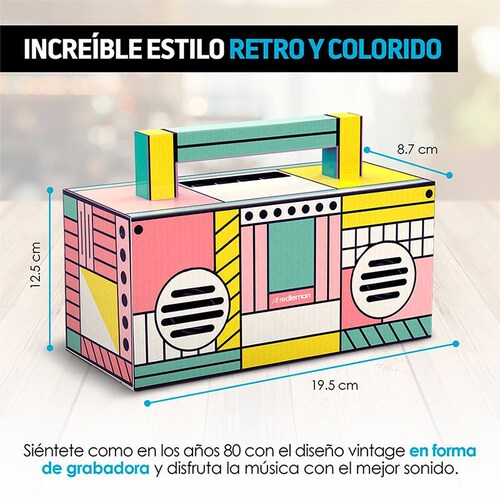Bocina Bluetooth Retro con Puerto USB, Auxiliar y Micro SD Redlemon