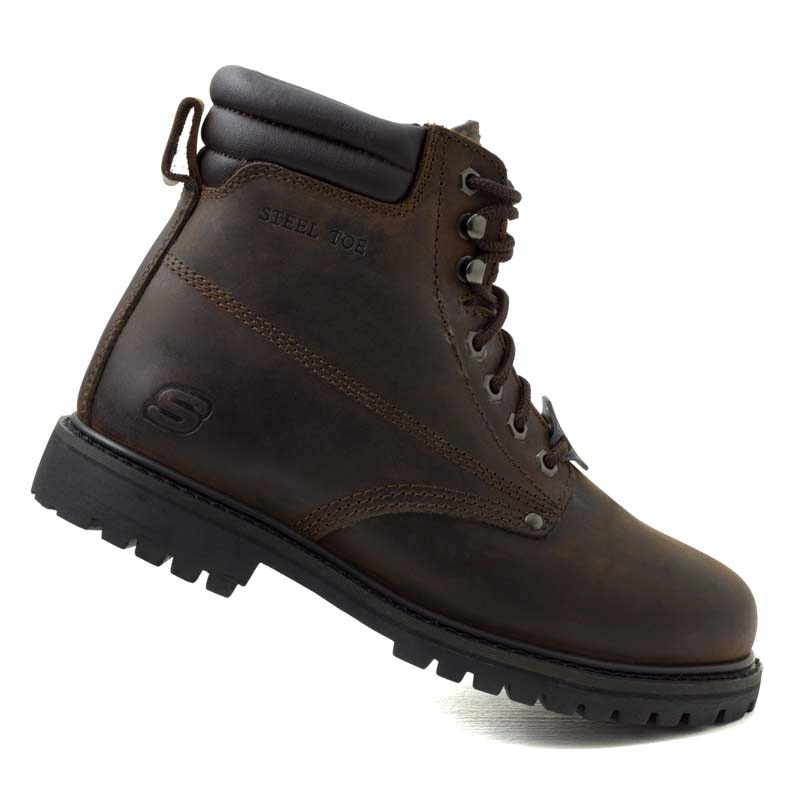 BOTAS DE TRABAJO SKECHERS RELAX WORK CON CASQUILLO METALICO 76890 CAFE