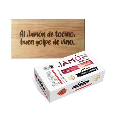 Jamón Serrano Cinta de Oro 1Kg + Tablita Golpe de Vino