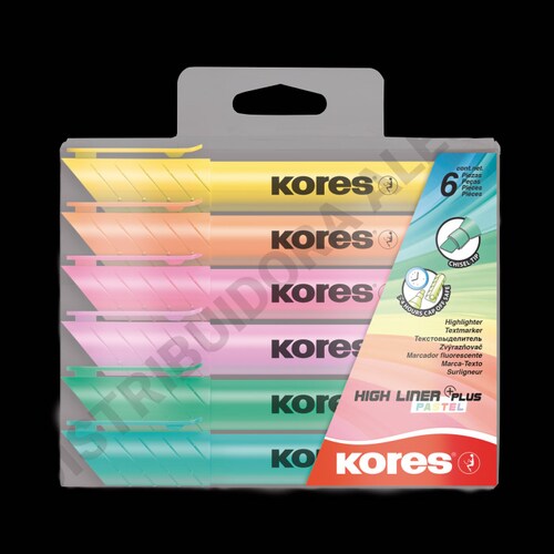 Resaltador Colores Pastel Kores X 6 High Liner Plus Pastel