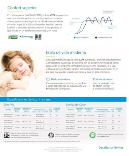 Minisplit Inverter Daikin/VZPX 2Ton 24000Btu 220V 20Seer Sólo Frío Nuevo   
