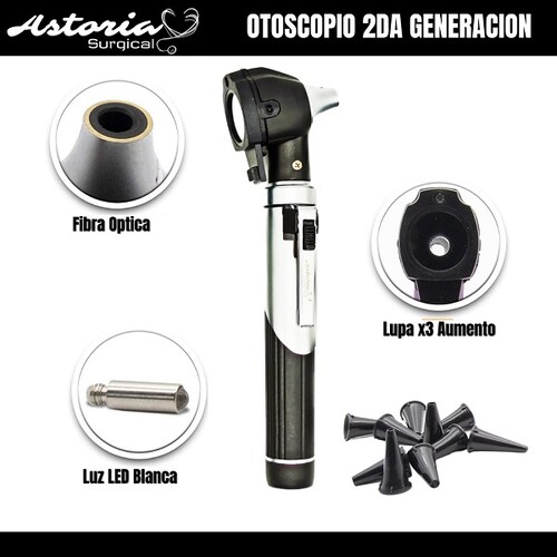 Otoscopio Luz LED Blanca 2da Generacion + 10 Especulos (ROSA)