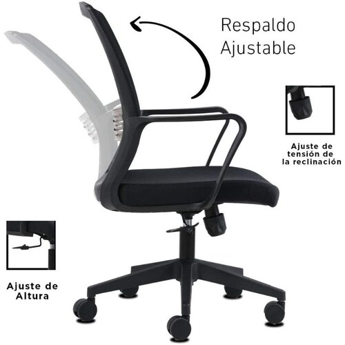 Silla de Oficina Ergonómica, Xipe Store, Modelo VL7090N, Giratoria con  Respaldo, Ideal para Home Office y