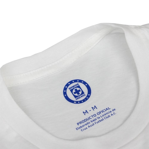 Playera Adulto CRUZ AZUL Máquina Logo Cuadro Blanco Producto Oficial