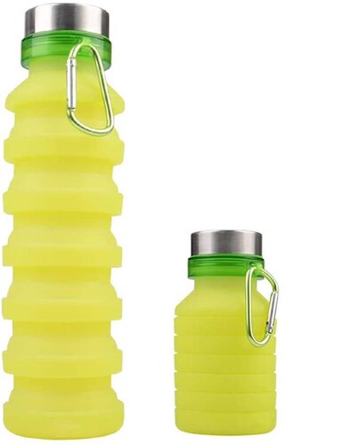 Botella Plegable Para Agua de Silicon 550 ml Verde