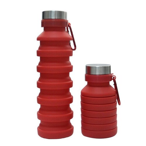 Botella Plegable Para Agua de Silicon 550 ml Rojo