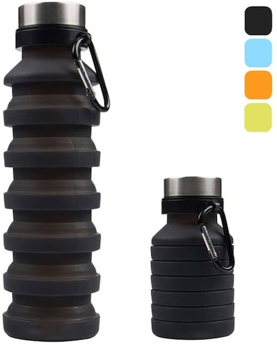 Botella Plegable Para Agua de Silicon 550 ml Negro