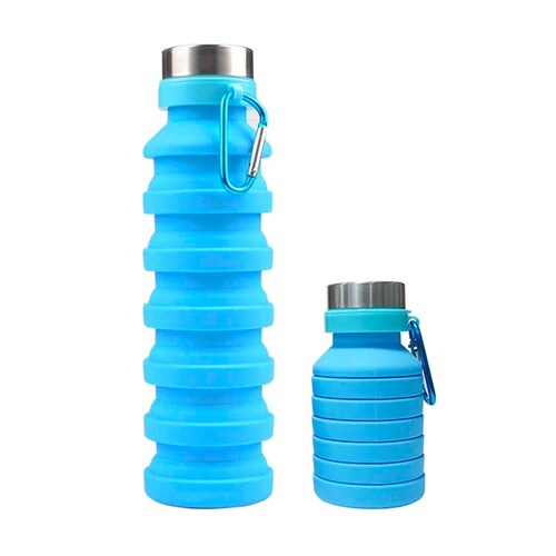 Botella Plegable Para Agua de Silicon 550 ml Azul