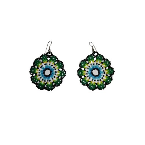 Aretes Artesanales Wixarika de chaquira en combinación de colores