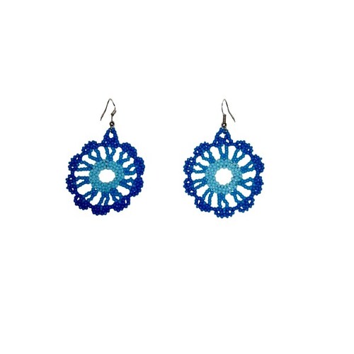 Aretes Artesanales Wixarika de chaquira en combinación de colores