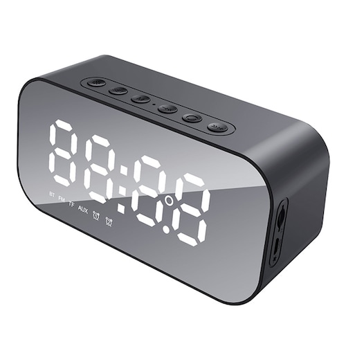  Proyector de despertador digital LED Radio FM Mesa de espejo  Relojes electrónicos Función de repetición 2 Pantalla de temperatura de  alarma-Negro : Hogar y Cocina