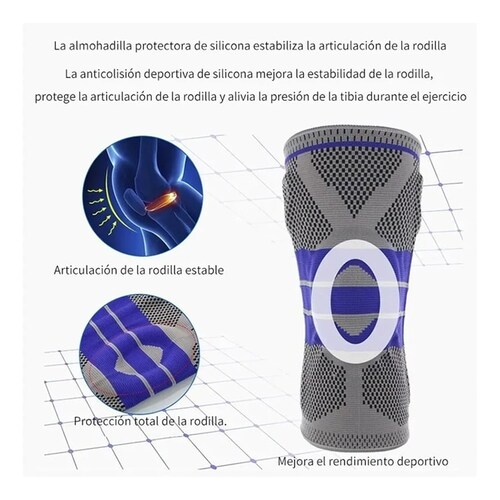 Par de Rodilleras Fitness Rodilla Silicona Antideslizante Correr Talla XL