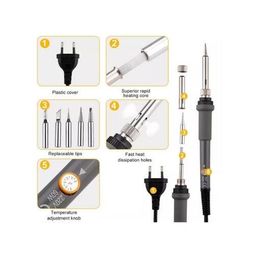 Cautín Electrico Ajustable Multimetro Kit Soldadura Accesorios
