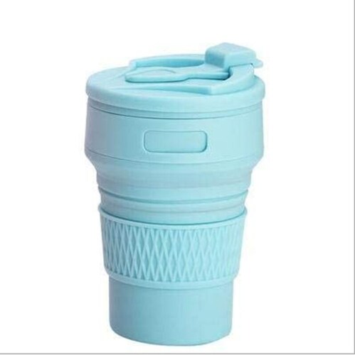 Termo Taza Para Café Plegable de Silicon 350 ml Azul