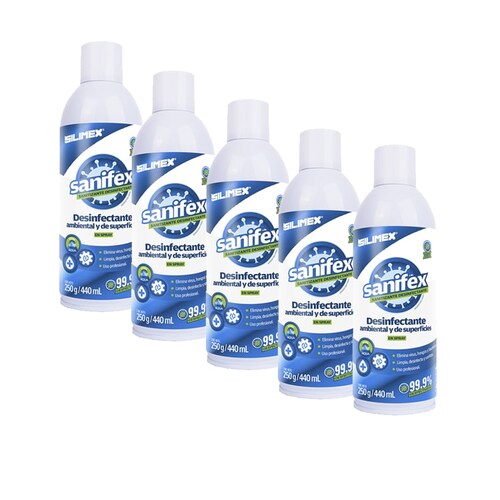 Kit 4 Sanitizante desinfectante Sanifex 440ml Spray sanitizante virus y bacterias
