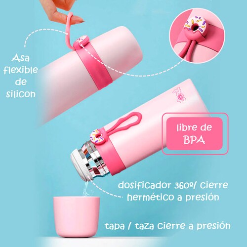 Termo Fitness Dona Kawaii Oficina Bebida Taza Niños 6h 2267