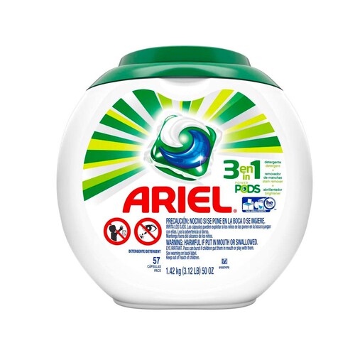 Detergente Liquido Ariel Pods Para Ropa En Cápsulas 57 Piezas