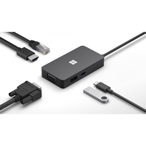 MICROSOFT ADAPTADOR USB-C NEGRO, 1 USB, 1 HDMI, 1 VGA, 1 RJ-45 SWV-00001