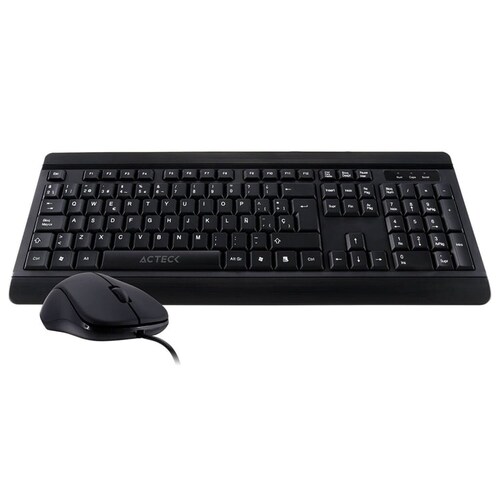 Kit teclado y mouse USB ACTECK AC-916639, Estándar, 104 teclas, Negro