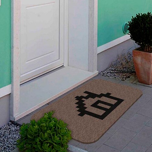 TAPETE DECORATIVO ELITEMAT DISEÑO CASA PIXEL BEIGE 0.70X0.50 MTS