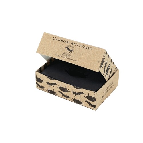 Jabón Natural Artesanal Anti Acné de Carbón Activado Ajolote Negro.
