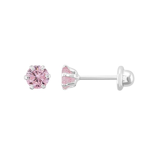 Broquel Tipo Recto 4 mm color Rosa en Plata .925
