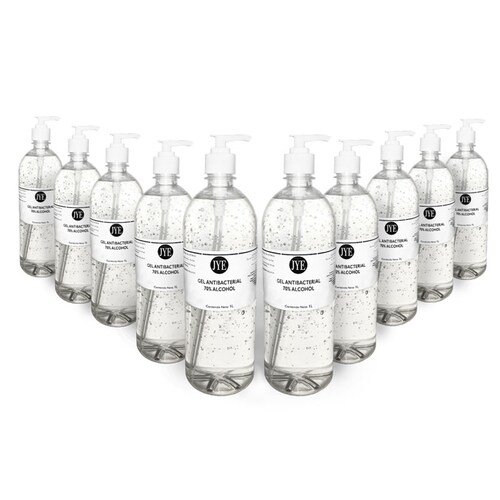  Gel Antibacterial 1 Litro 70 % alcohol  10 piezas JYE PRECIO MAYOREO