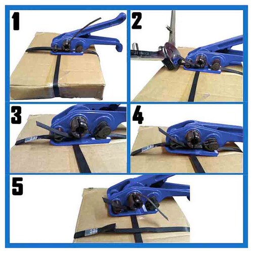 Kit Flejadora Manual Uso Rudo Pinzas Fleje Y Grapas Kingsman