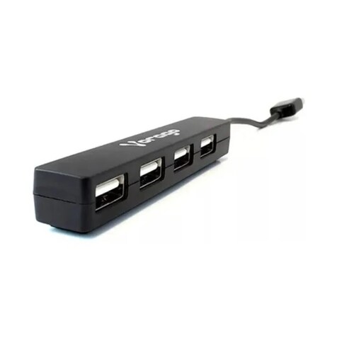 Hub USB VORAGO 480 Mbit/s Negro USB 2.0 CARGA DATOS PC LAP MAC CEL IPHONE 4 PUERTOS CASA NEGOCIO