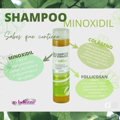 Shampoo Minoxidil Crecimiento Cabello Alopecia Anti Caída + 3 Activos