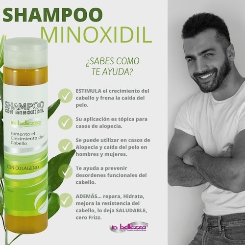 Shampoo Minoxidil In Bellezza Crecimiento Cabello Alopecia Anti Caída + 3 Activos 