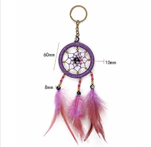 Llavero Con Plumas De Ave Atrapa Sueños