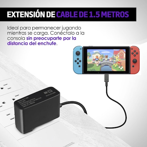 Cargador Nintendo Switch y Switch Lite de Pared (USB C) Redlemon.