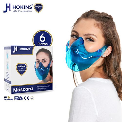 Careta Mascara Protectora Azul Para Adulto 6 piezas Hokins