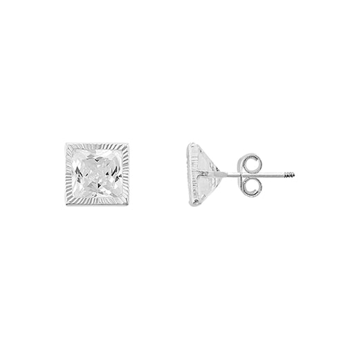 Broquel con Diseño de Cuadro Bisel Diamantado 7x7 en Plata .925