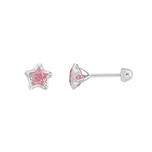 Broquel con Diseño Estrella Rosa 5x5 RD en Plata .925 + Obsequio