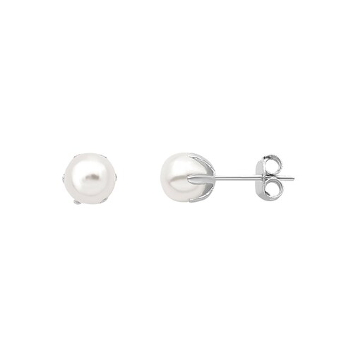Broquel con Perla 6 mm en Plata .925 + Obsequio