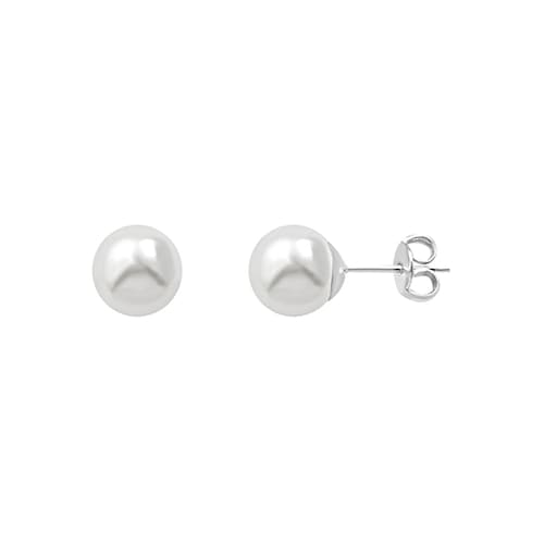 Broquel con Perla 8 mm en Plata .925 + Obsequio