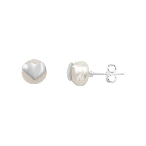 Broquel con Perla en Forma de Corazón en Plata .925 + Obsequio