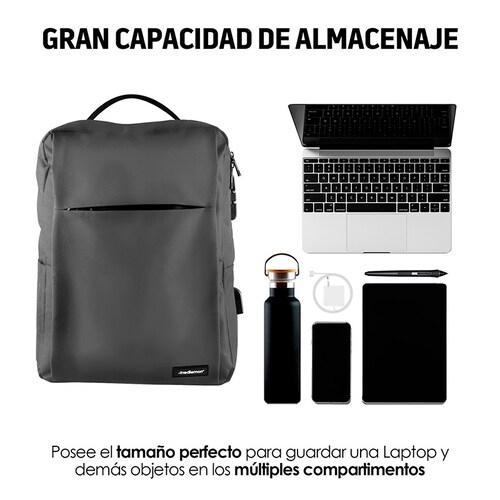 Mochila para Laptop Antirrobo con Candado, Puerto USB para Power Bank, Contra Agua, Ideal para Viaje Redlemon