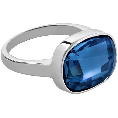 Anillo Cristal Swarovski Azul Oscuro Baño Rodio Farcelli Jewelry