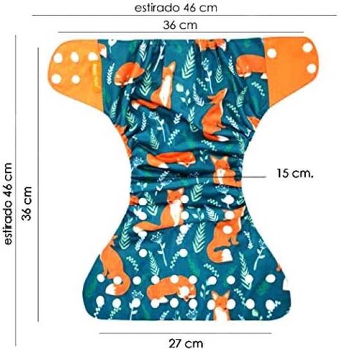 Pañales Ecológicos de Tela para Bebes Kit de 4 Pañales y 8 Insertos, Tamaño Único, Ajustables, Divertidos Diseños, Super-Absorbentes, Lavables. (Azul Claro)