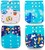 Pañales Ecológicos de Tela para Bebes Kit de 4 Pañales y 8 Insertos, Tamaño Único, Ajustables, Divertidos Diseños, Super-Absorbentes, Lavables. (Capri)