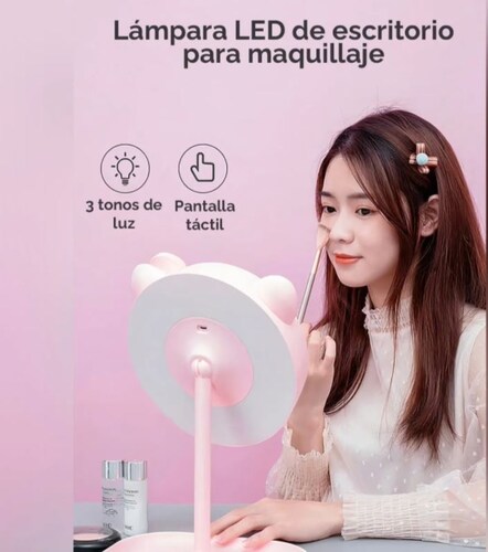 Lampara Led Touch Maquillaje Con Espejo Kitty