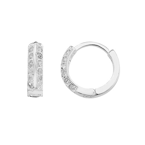 Aretes Huggies Con Circonia en Plata .925 + Obsequio