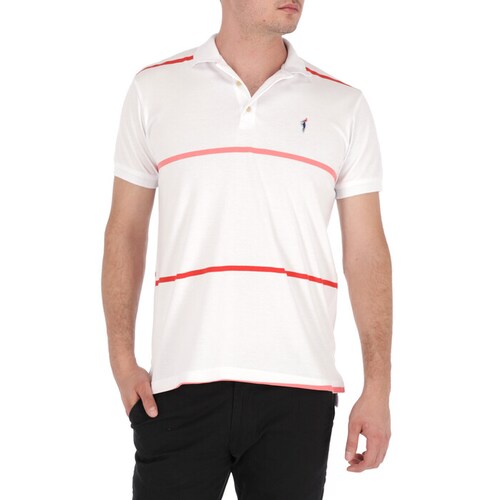 Carpenter Playera Polo Para Hombre Franjas Rojo Y Salmón