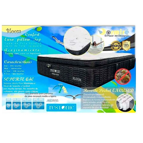 Colchon Queen Size Restonic Bloom Resortes Independientes .