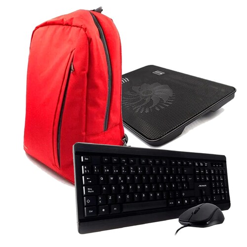 Kit teclado y mouse USB Acteck  + Mochila + Base enfriadora